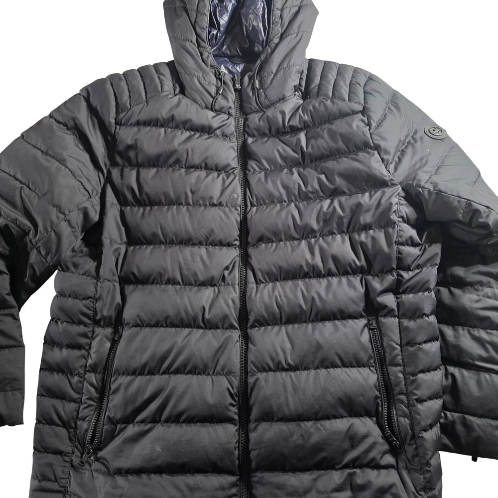 Michael Kors Mens Black Quilted Down Puffer Jacket Hooded Full Zip Coat XXL